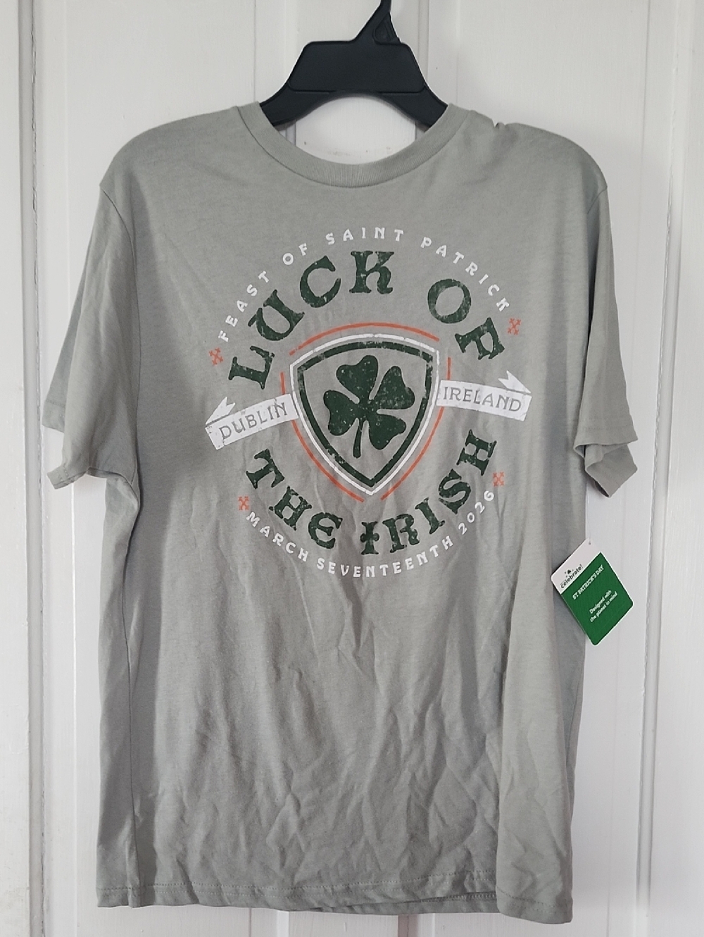 Men's Gray 'Luck of the Irish' Short Sleeve Tee